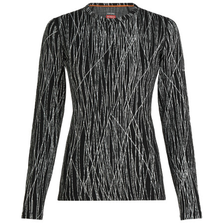 Damen-Funktionsshirt Icebreaker Women Merino 260 Tech Vertex LS Crewe Delta Lines AOP schwarz/weiß Black/Snow/J