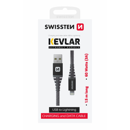 Lade- und Datenkabel Swissten Kevlar USB/Lightning 1,5 m