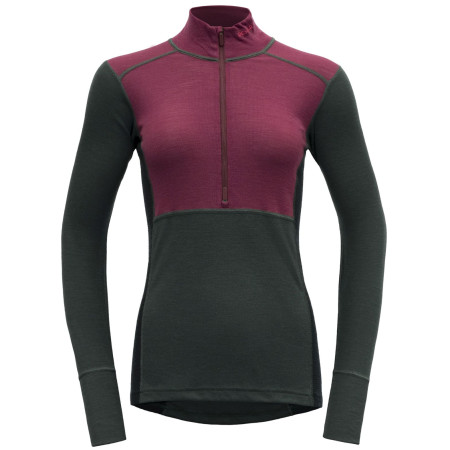 Damen-Funktionsshirt Devold Lauparen Merino 190 Zip Neck Wmn schwarz/rot Beetroot/Woods/Ink
