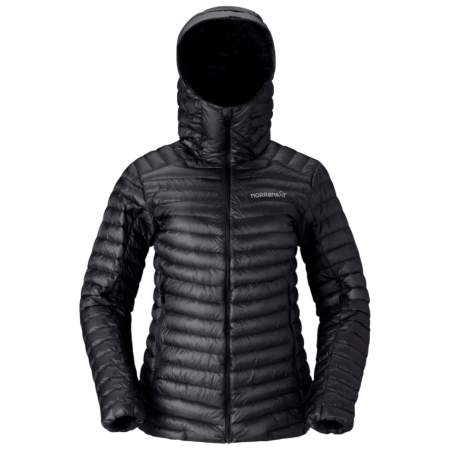 Damen Daunenjacke Norrona trollveggen down800 super light Hood schwarz Caviar Black