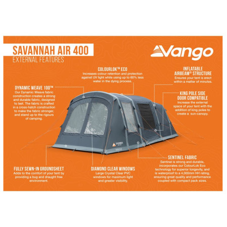 Familienzelt Vango Savannah Air 400 Package