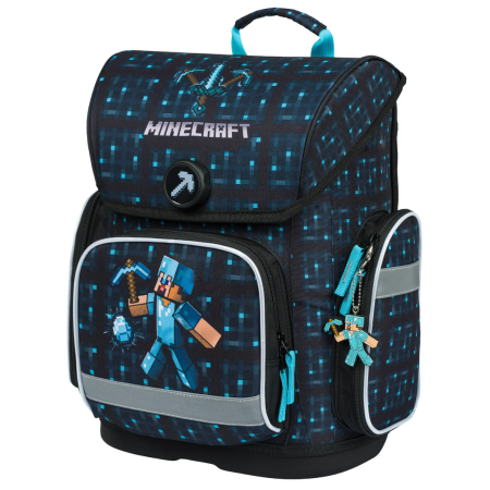 Schulrucksack für Unterstufe Baagl Ergo schwarz/blau Minecraft Blue Axe