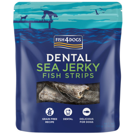 Hundeleckerlis Fish4Dogs Dental Sea Jerky Fish Strips 100g