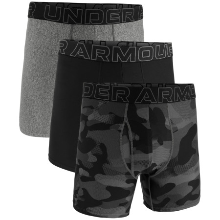 Herren-Boxershorts Under Armour Perf Tech Nov 6in grau Castlerock Logo / Steel Heather / Black