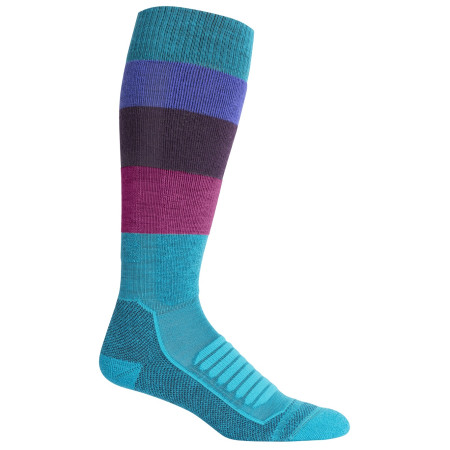 Damen-Kniestrümpfe Icebreaker W's Ski+ Medium OTC wide stripes türkis/blau ArcticTeal