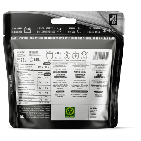 Trekkingnahrung Lyo food Apfelkuchen mit Streusel