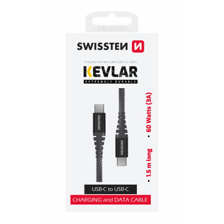 Lade- und Datenkabel Swissten Kevlar USB-C/USB-C 1,5 m