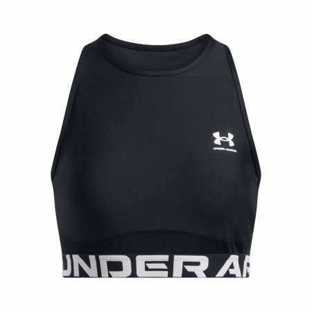 Damen-Top Under Armour HeatGear Rib Tank schwarz/weiß Black