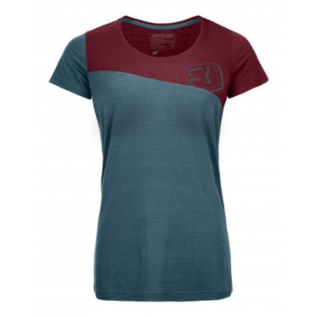 Damen-Thermounterwäsche Ortovox 150 Cool Logo T-Shirt blau/rot MidAqua
