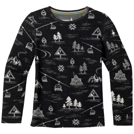 Kinder-Funktionsshirt Smartwool Kids' Classic Thermal Merino Base Layer Crew schwarz BLACK SKI DAY