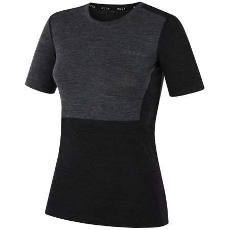 Damen-T-Shirt MOOA MerinoSilk Block 160 short schwarz black melange