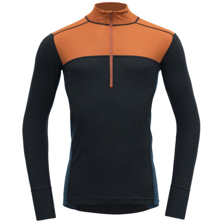 Herren-Funktionsshirt Devold Lauparen Merino 190 Zip Neck Man orange/schwarz Flame/Ink/Flood