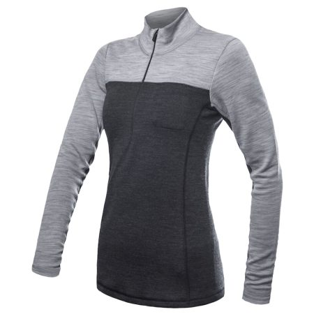 Damen-Funktionsshirt Sensor Merino Bold dl. rukáv zip grau anthracite/cool gray