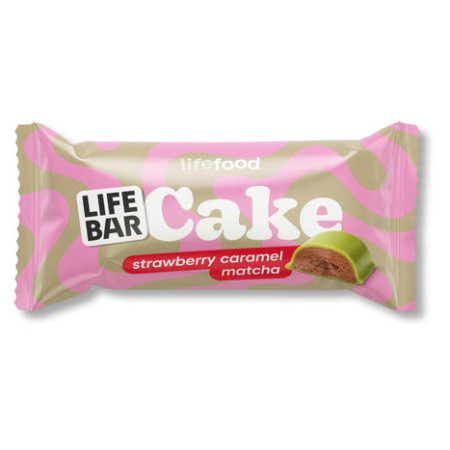 Riegel Lifefood Cake Erdbeere, Karamell und Matcha (35 g)