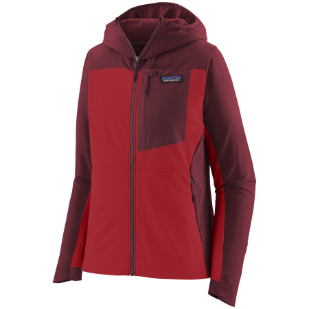 Damen-Softshell-Jacke Patagonia R1 CrossStrata Hoody rot Touring Red