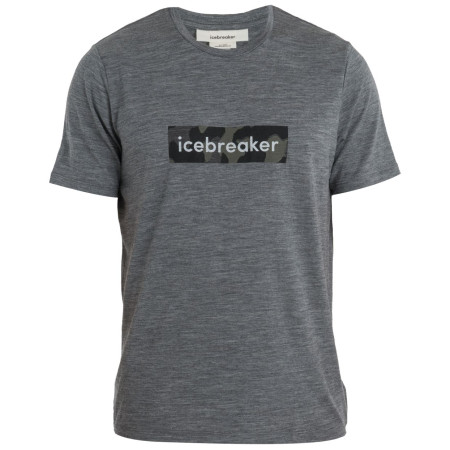 Herren-T-Shirt Icebreaker M Merino 150 Tech Lite II SS Tee Natural Shades Logo grau Gritstone Hthr