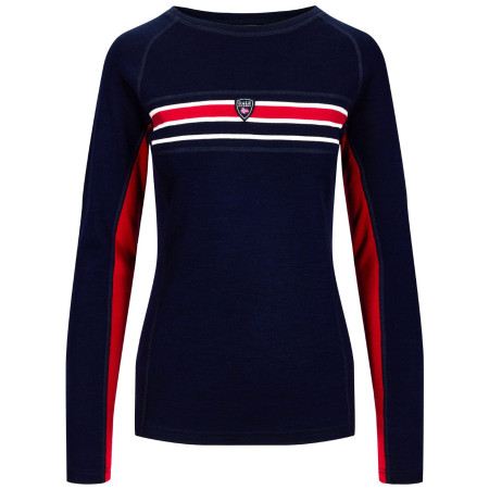 Damen-Funktionsshirt Dale of Norway Aksla Feminine Baselayer Crew neck dunkelblau Navy Red OffWhite