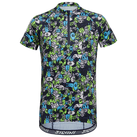 Kinder-Radtrikot Silvini Scrivia blau/grün navy-blush