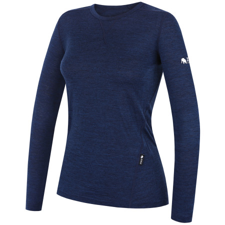 Damen-T-Shirt Zulu Merino 160 Long dunkelblau navy melange