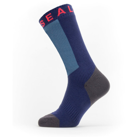 Wasserdichte Socken SealSkinz Waterproof Warm Weather Mid Length with Hydrostop blau/rot NavyBlue/Gray/Red