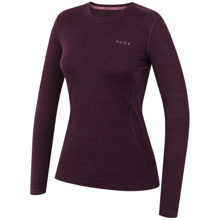 Damen-T-Shirt MOOA MerinoSilk 160 long dunkellila dark purple melange