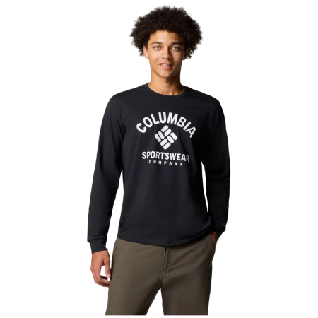 Herren-T-Shirt Columbia Rockaway River™ Graphic Ls Tee schwarz/weiß Black, Athletic Arch