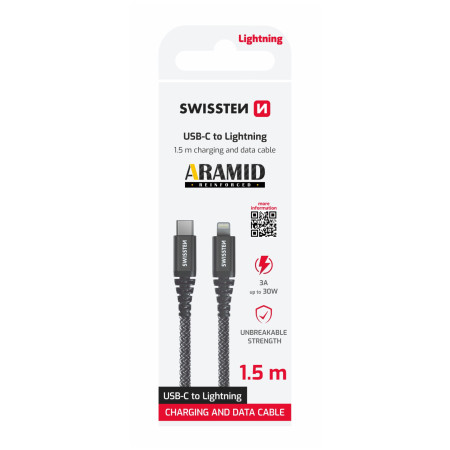 Lade- und Datenkabel Swissten Aramid Reinforced USB-C/Lightning 1,5 m