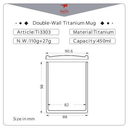 Thermotasse Keith Titanium Double-Wall Tit. Mug 450 ml