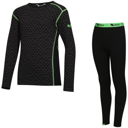 Kinder-Funktionsset Zulu Merino 240 Long schwarz/grün Black/Green