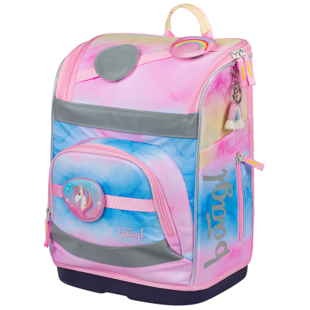 Schulrucksack für Unterstufe Baagl Zippy Plus rosa Rainbow Unicorn