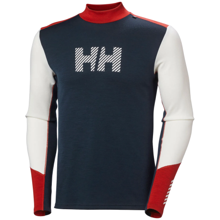 Herren-Funktionsshirt Helly Hansen Lifa Merino Midw Logo weiß/blau Offwhite