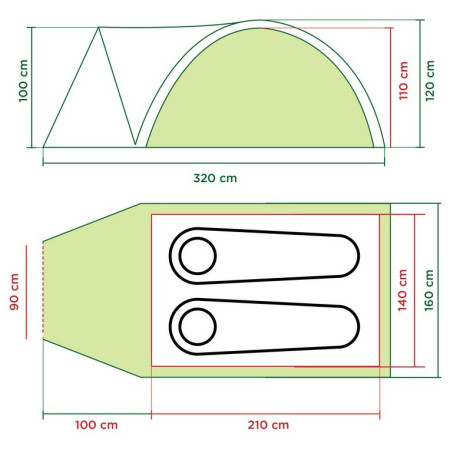 Wanderzelt Coleman Darwin 2+ (Grün)