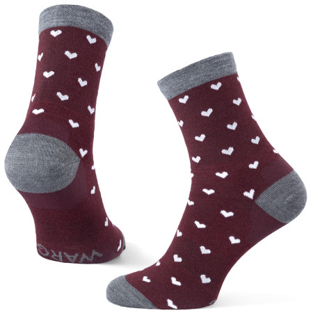 Socken Warg Happy Merino W Heart rot/weiß Wine/White