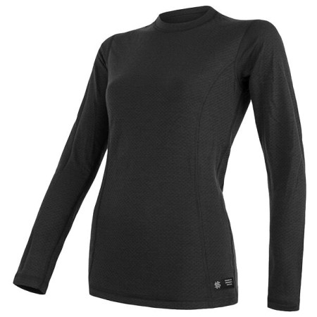 Damen-T-Shirt Sensor DF Merino Wool Langarm schwarz Black