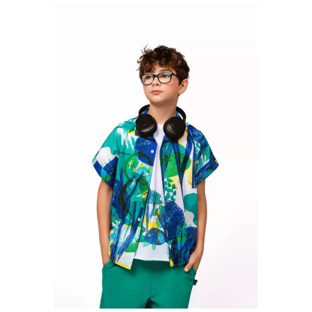 Hemd Wouki Hitode forest blue