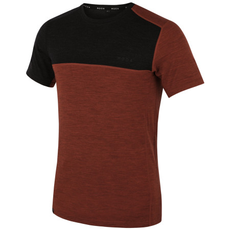 Herren-T-Shirt MOOA MerinoSilk Block 160 short orange cinnamon melange
