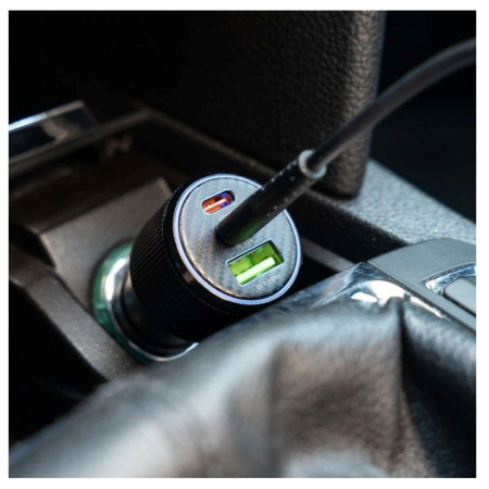 Adapter Swissten Car Charger 2x USB-C PD + USB-A, 95 W + cabel USB-C / USB-C, 1 m