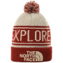 Mütze The North Face Retro Tnf Pom Beanie weiß/rot BrickHouseRed/Flax