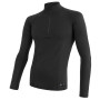 Herren-T-Shirt Sensor DF Merino Wool dl.r. zip schwarz Black