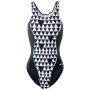 Damenbadeanzug Aquawave Abira Wmns schwarz/weiß GeometricPrint/Black/Aquasplash