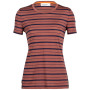 Damen-T-Shirt Icebreaker Women Wave SS Tee Stripe 2023 rot/schwarz grape