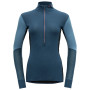 Damen-Rollkragenpullover Devold Wool Mesh Woman Half Zip Neck dunkelblau Flood