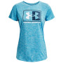 Damen-T-Shirt Under Armour Tech Twist Box LU SSC blau Fuse Teal / Capri / White