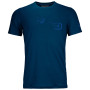 Herren-Funktionsshirt Ortovox 185 Merino Logo Spray TS blau PetrolBlue