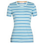 Damen-T-Shirt Icebreaker Women Wave SS Tee Stripe 2023 blau haze