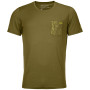 Herren-T-Shirt Ortovox 185 Merino Way To Powder Ts M grün green moss