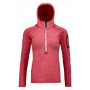 Damen-Sweatshirt Ortovox Fleece Light Melange Zip Neck rot HotCoral