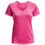Damen-Funktionsshirt Under Armour Tech SSV - Solid 2023 rosa Electro Pink / Halo Gray / Metallic Silver