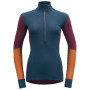 Damen-Rollkragenpullover Devold Wool Mesh Woman Half Zip Neck blau/orange Beetroot
