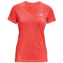 Damen-Funktionsshirt Under Armour Tech SSV - Solid 2023 rot Electric Tangerine / Vermillion / Metallic Silver